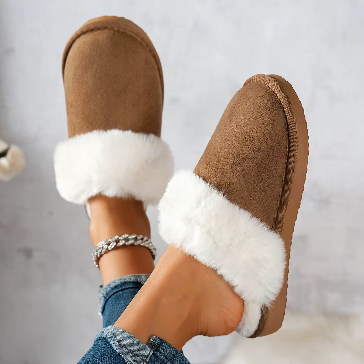Mule chausson femme fourré