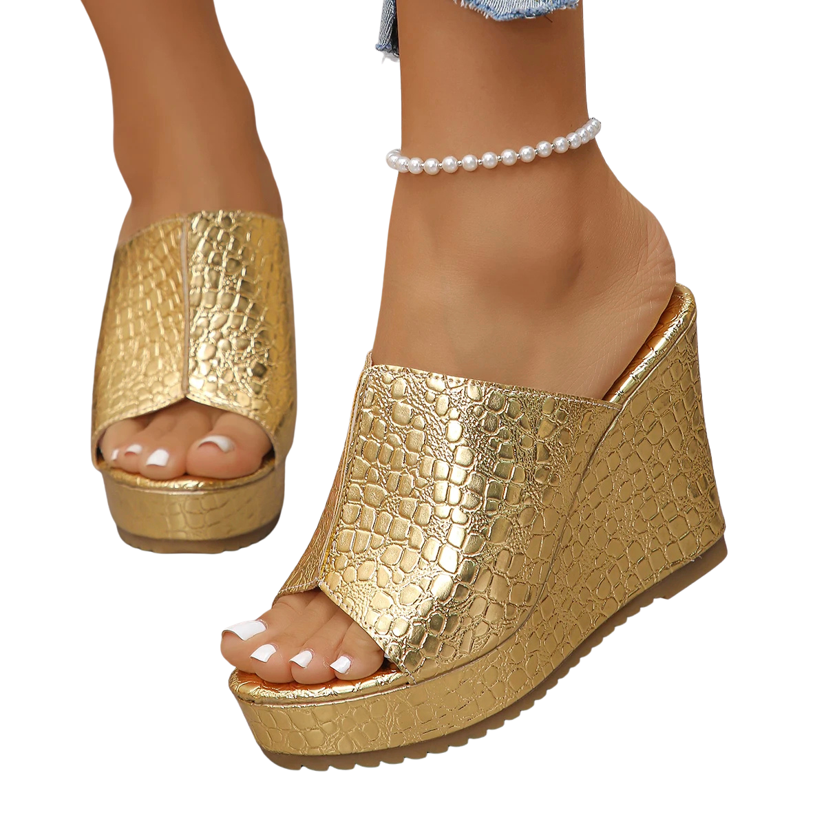 Mule femme compensée rétro - Bianca
