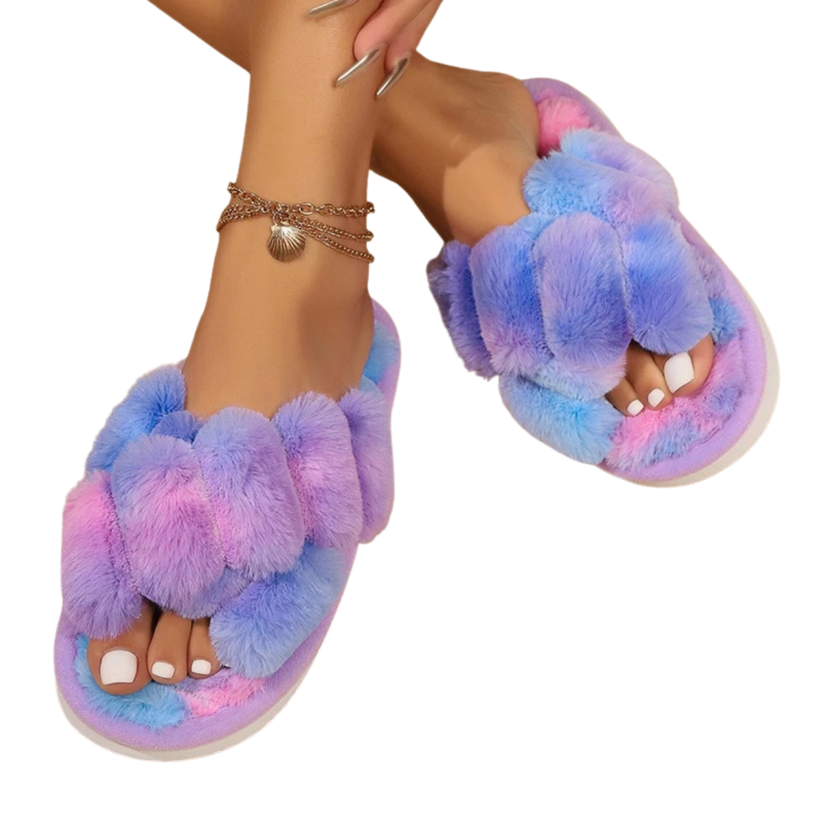 Mule chausson croisé fourré pour femme - Vespera