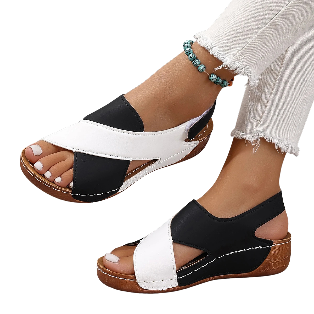 Mule en cuir bicolore pour femme - Évania