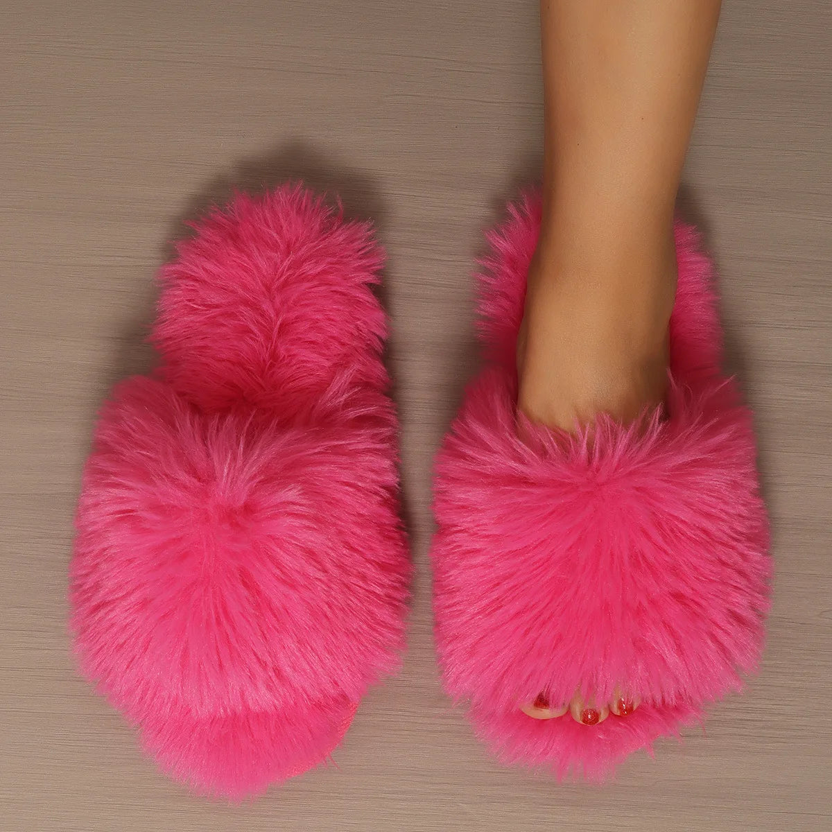 Mule chausson peluche fourré pour femme - Élénaïs