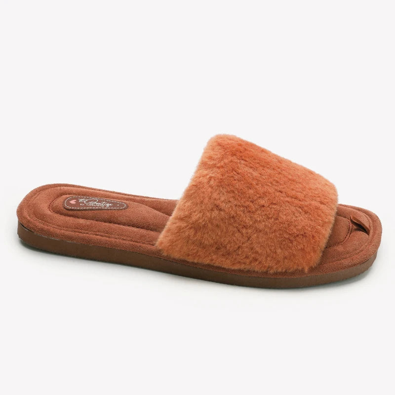 Mule chausson fourré bout ouvert pour femme - Olympe