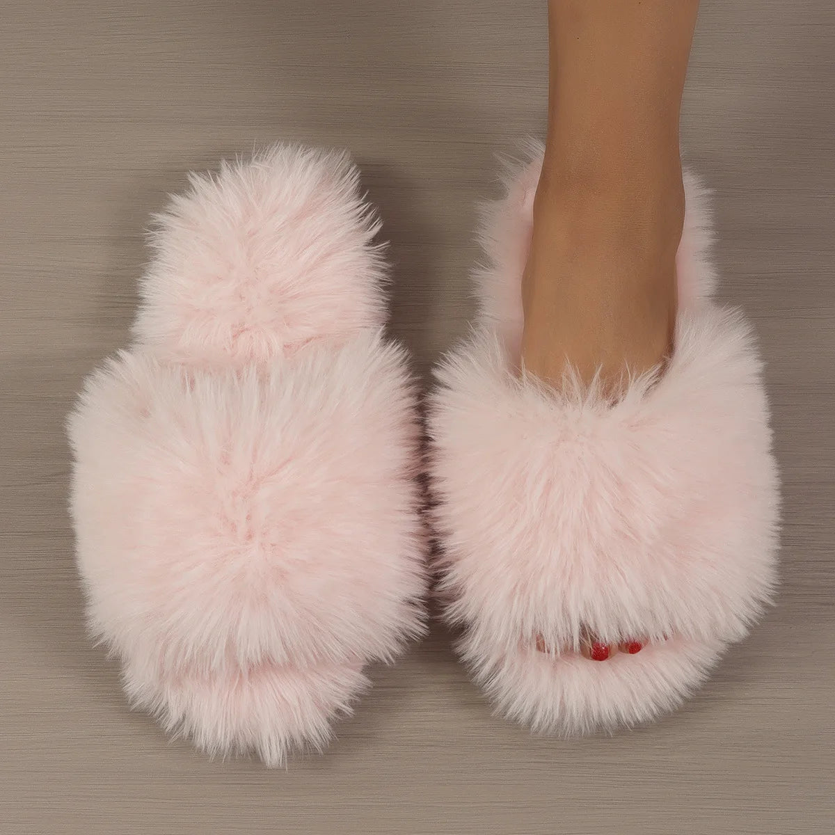 Mule chausson peluche fourré pour femme - Élénaïs