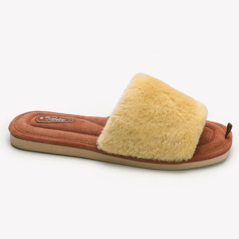 Mule chausson fourré bout ouvert pour femme - Olympe