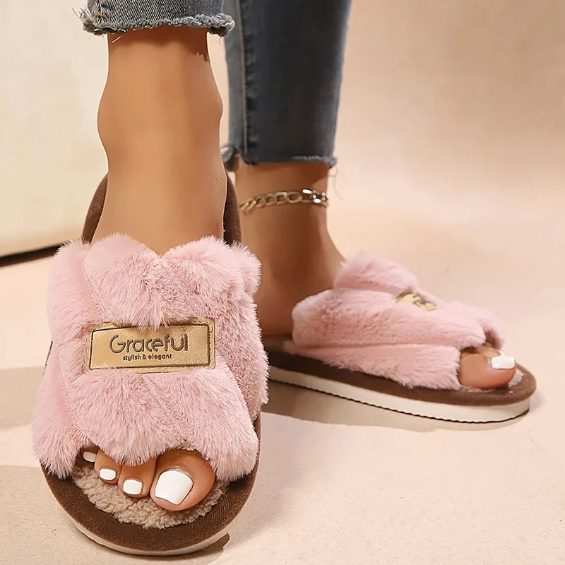 Mule chausson pelucheuse fourré pour femme - Aurélia