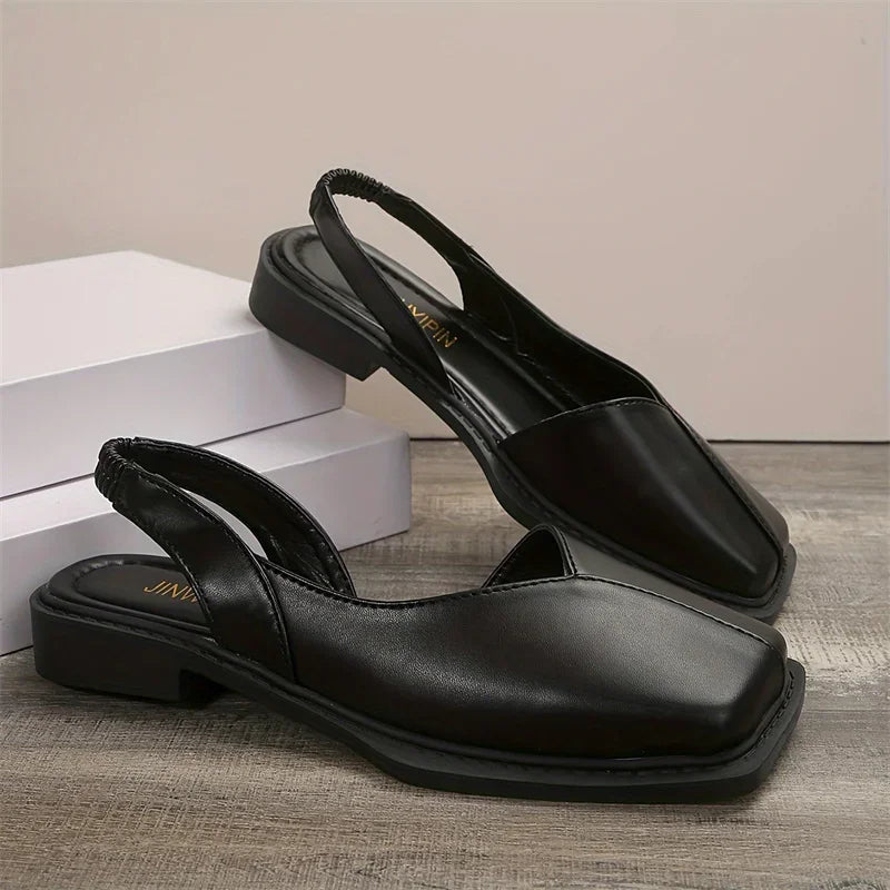 Mule cuir bout carré pour femme - Maëlys