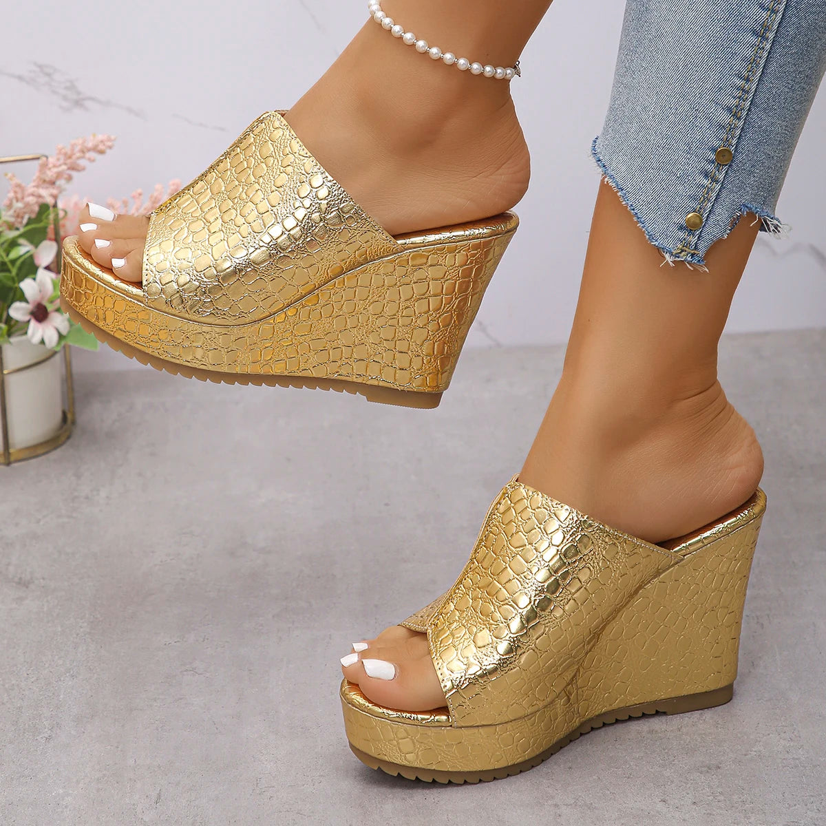 Mule femme compensée rétro - Bianca