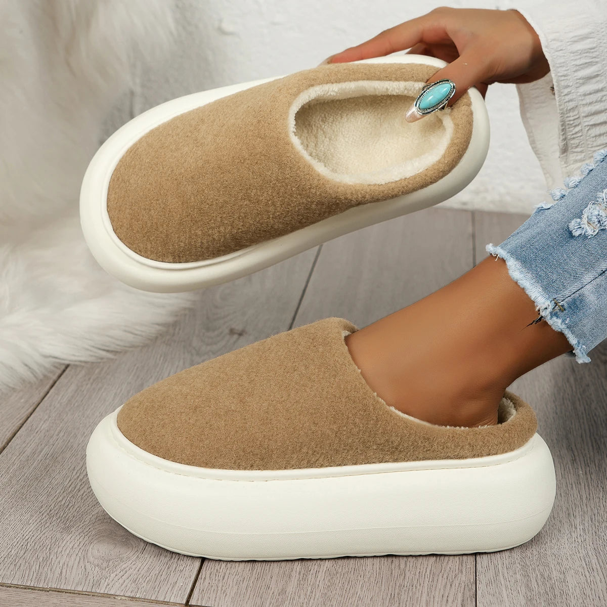 Mule chausson décontracté fourré pour femme - Anaëlle