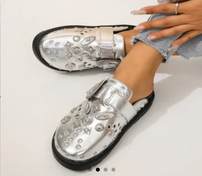 Mule en cuir rock pour femme - Isadora