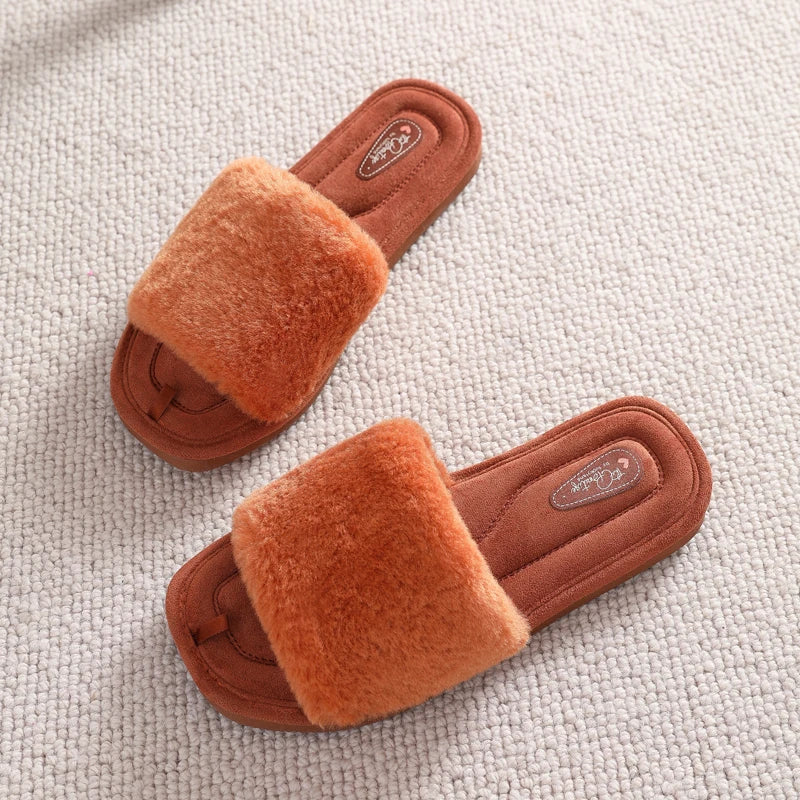Mule chausson fourré bout ouvert pour femme - Olympe