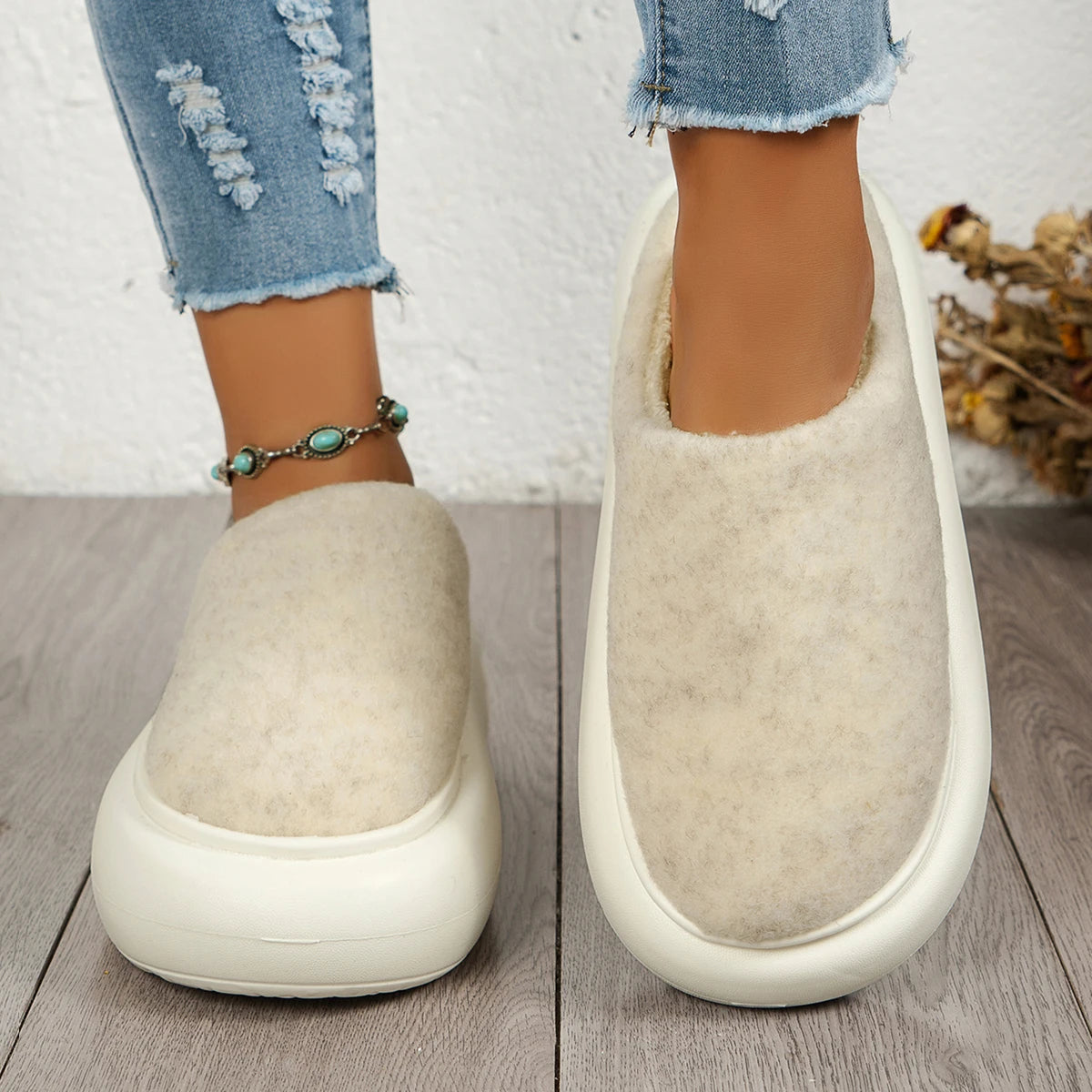 Mule chausson décontracté fourré pour femme - Anaëlle