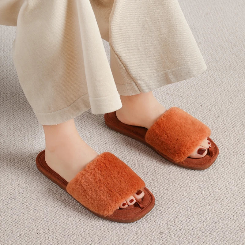 Mule chausson fourré bout ouvert pour femme - Olympe