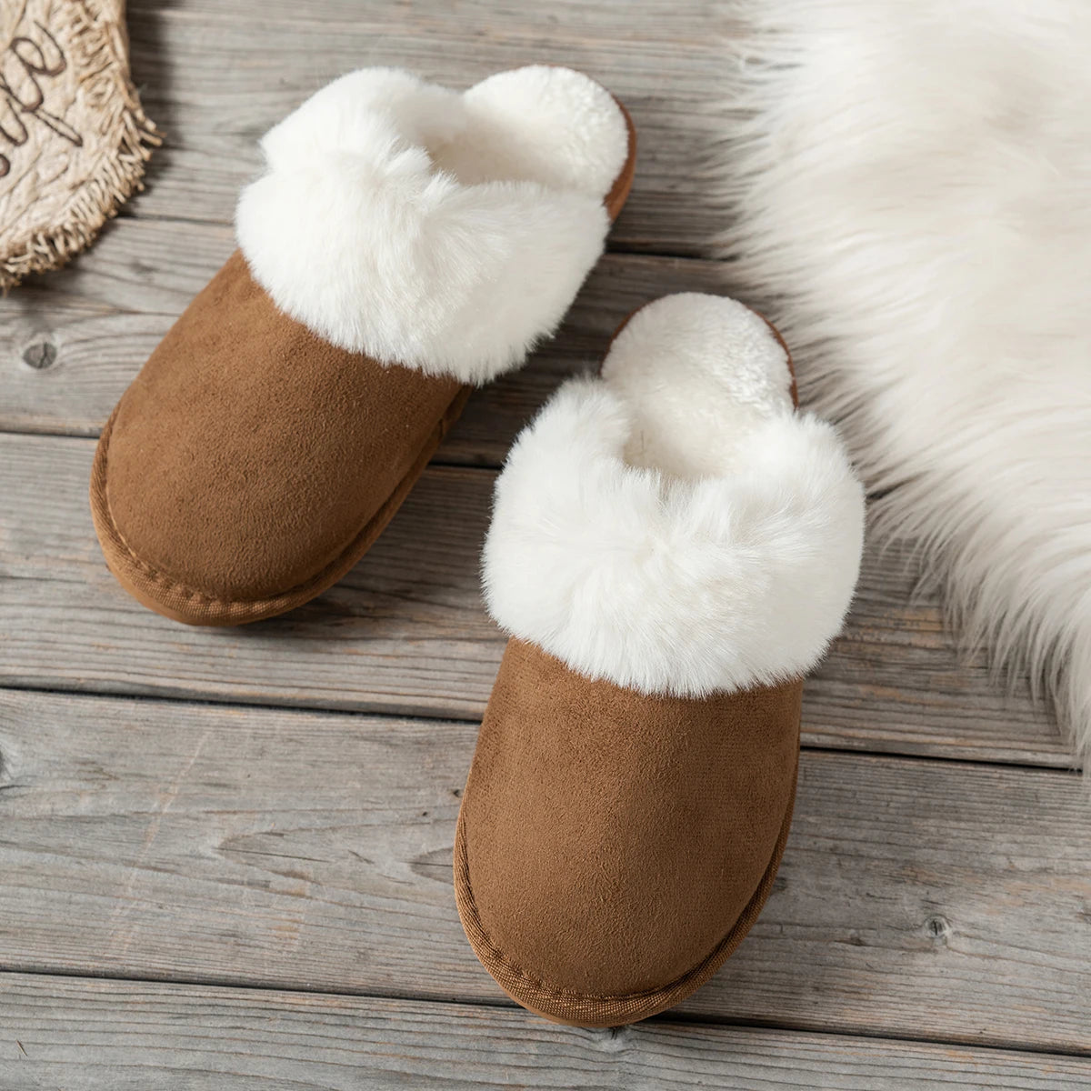 Mule chausson peluche fourré pour femme - Daphnéa