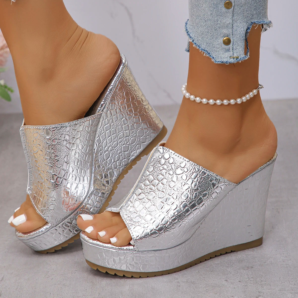 Mule femme compensée rétro - Bianca