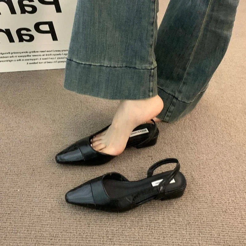 Mule plate en cuir pour femme - Élancia