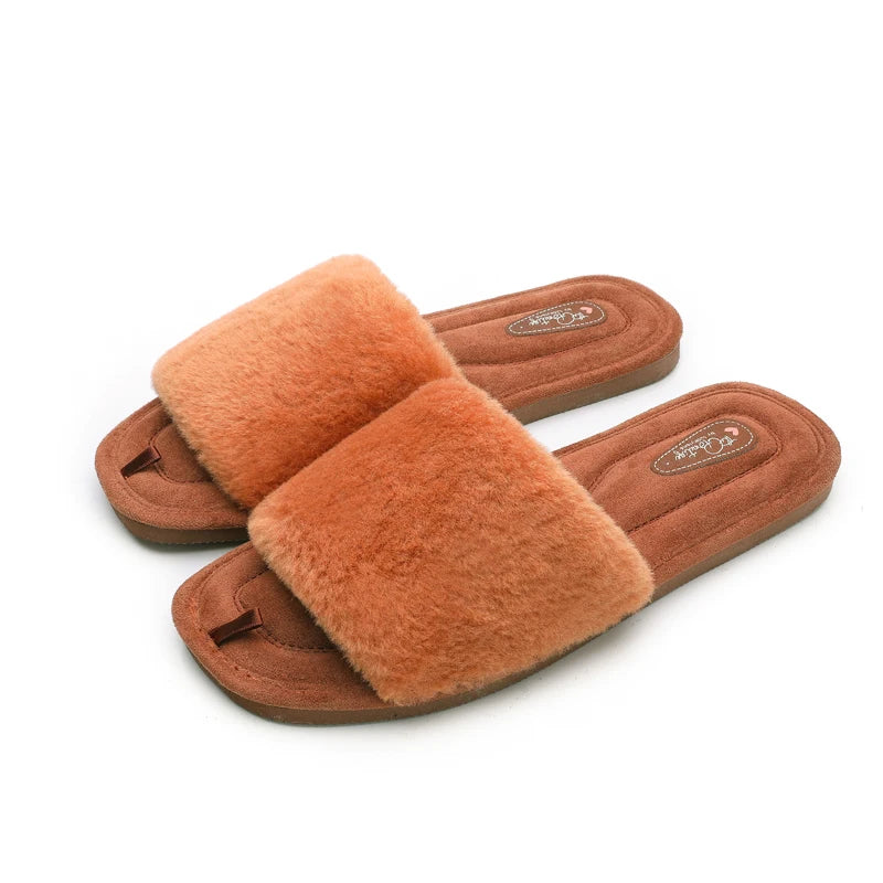 Mule chausson fourré bout ouvert pour femme - Olympe