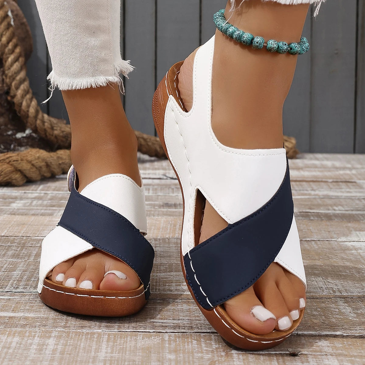 Mule en cuir bicolore pour femme - Évania