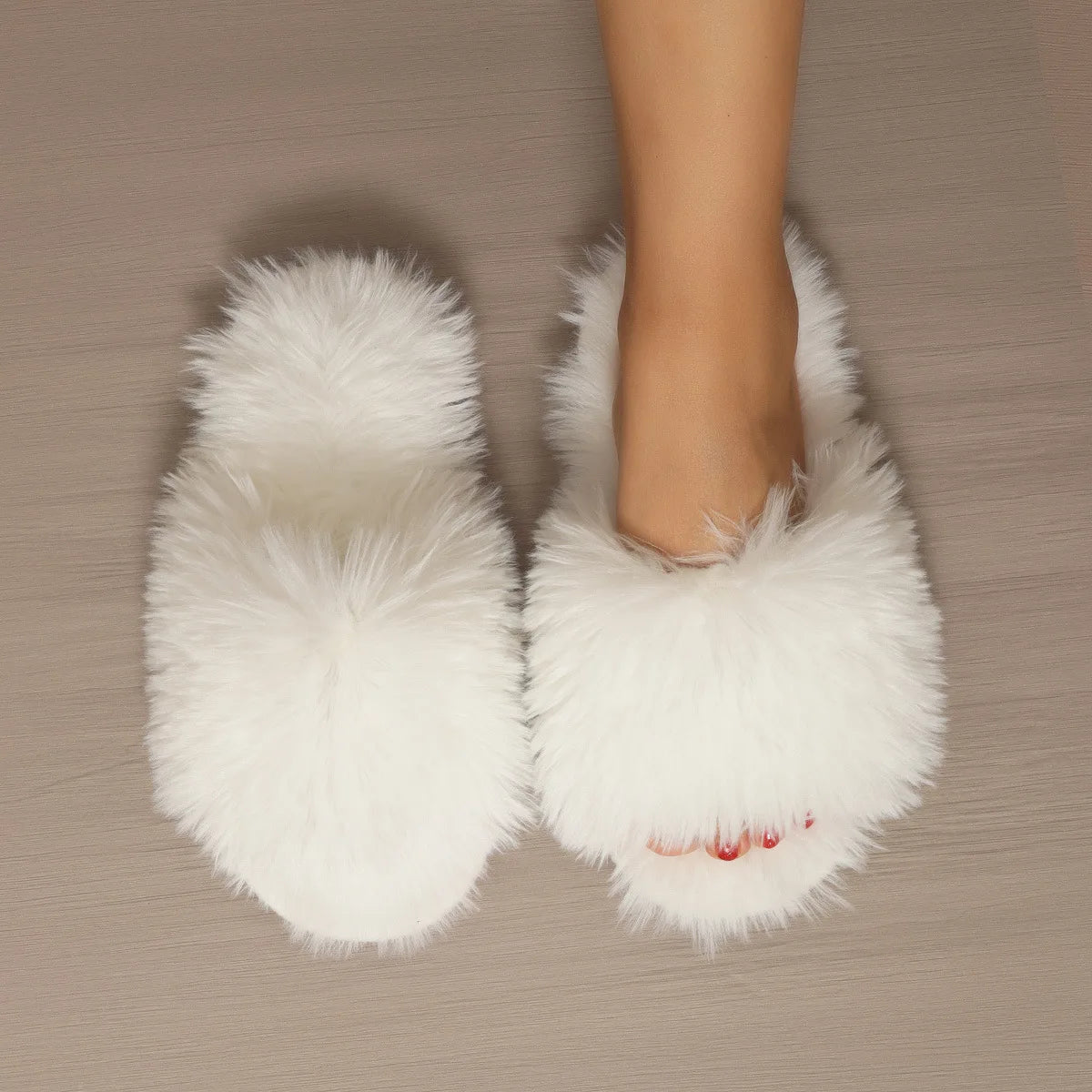 Mule chausson peluche fourré pour femme - Élénaïs