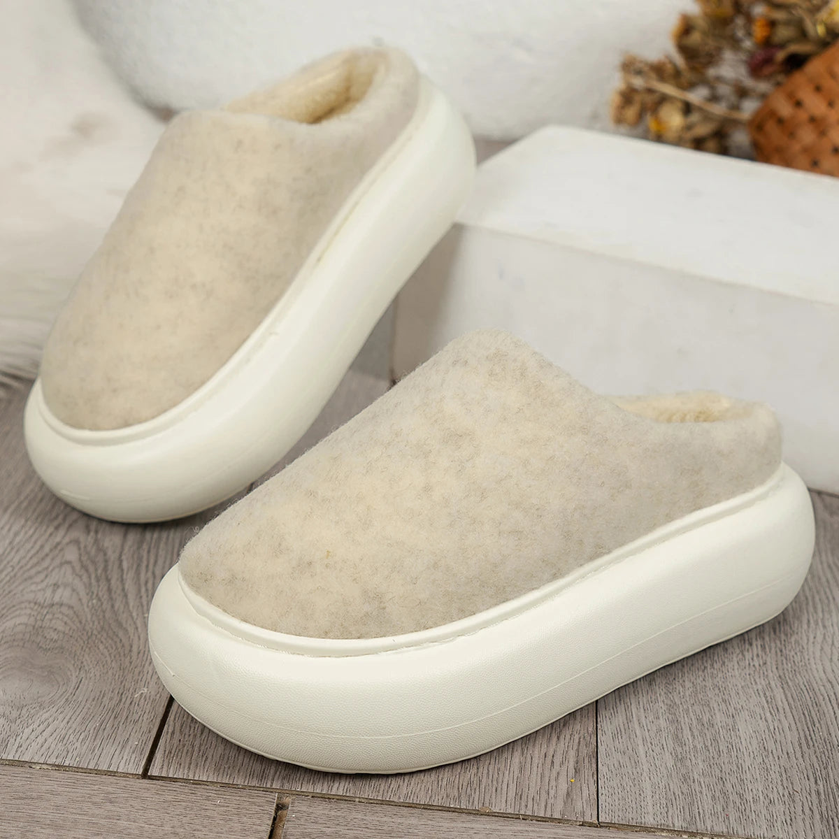 Mule chausson décontracté fourré pour femme - Anaëlle