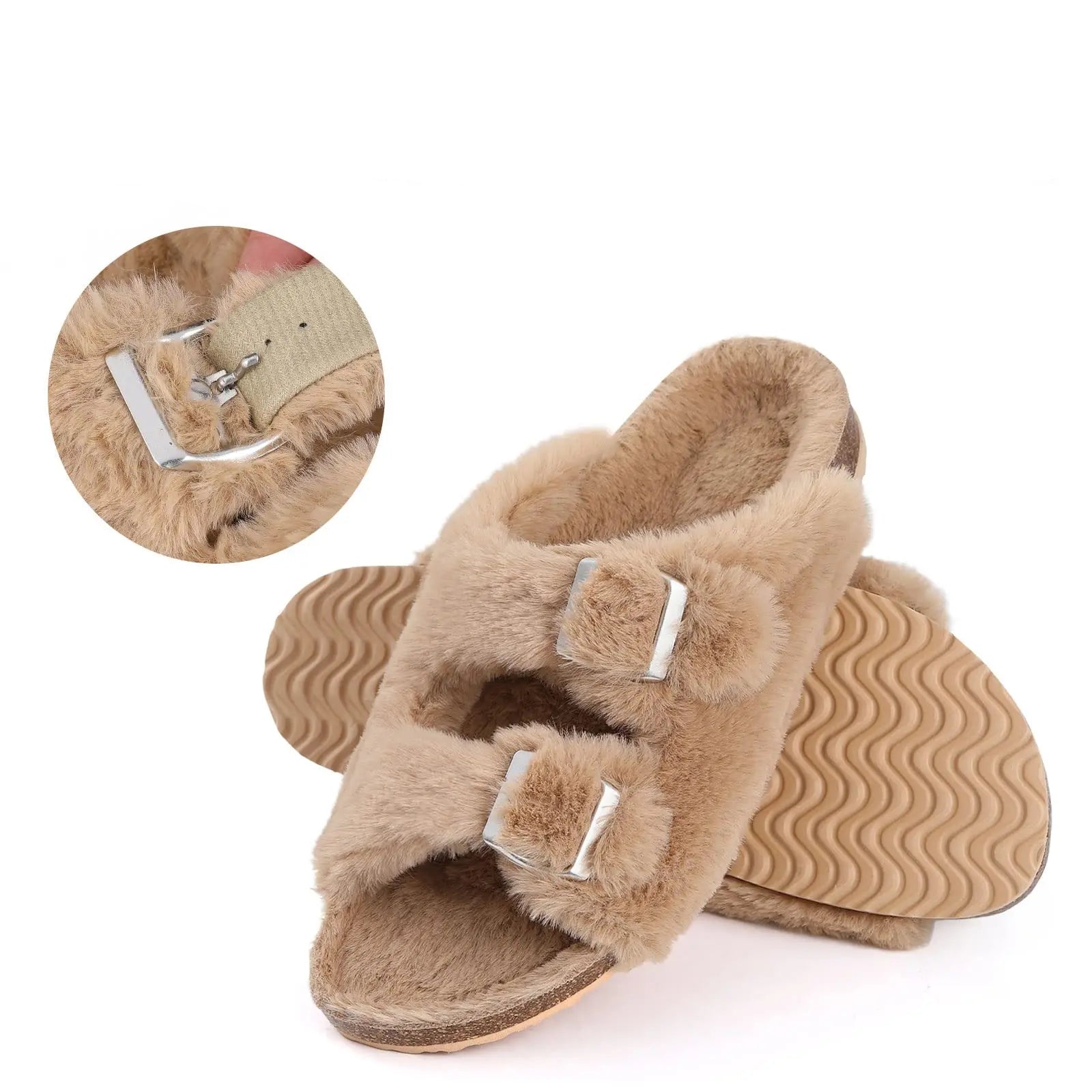Mule chausson ajustable fourré pour femme - Ninon