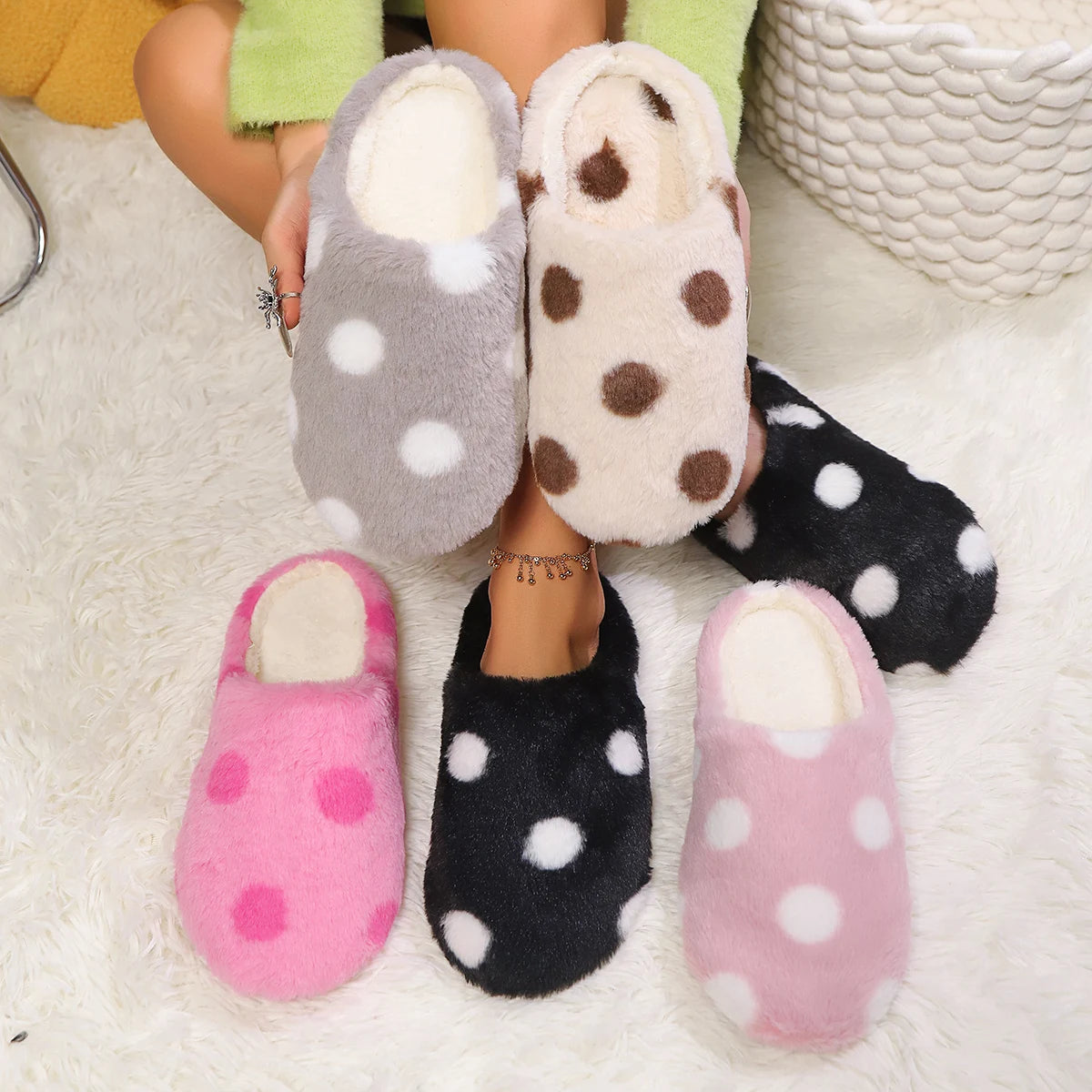 Mule chausson à motif fourré pour femme - Ésmée