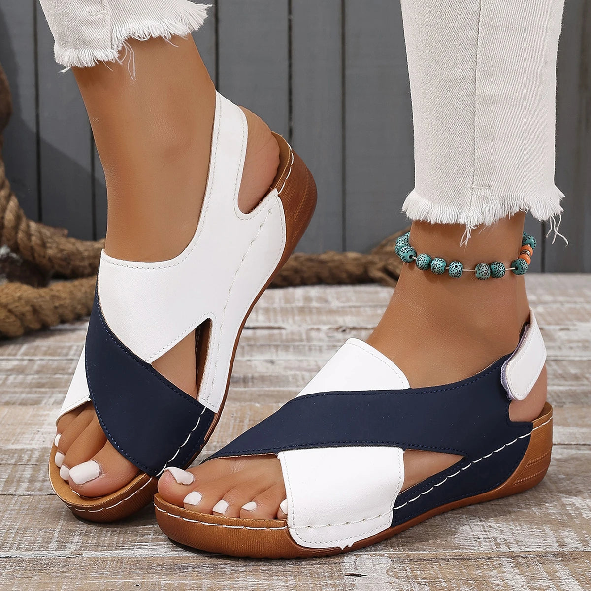 Mule en cuir bicolore pour femme - Évania