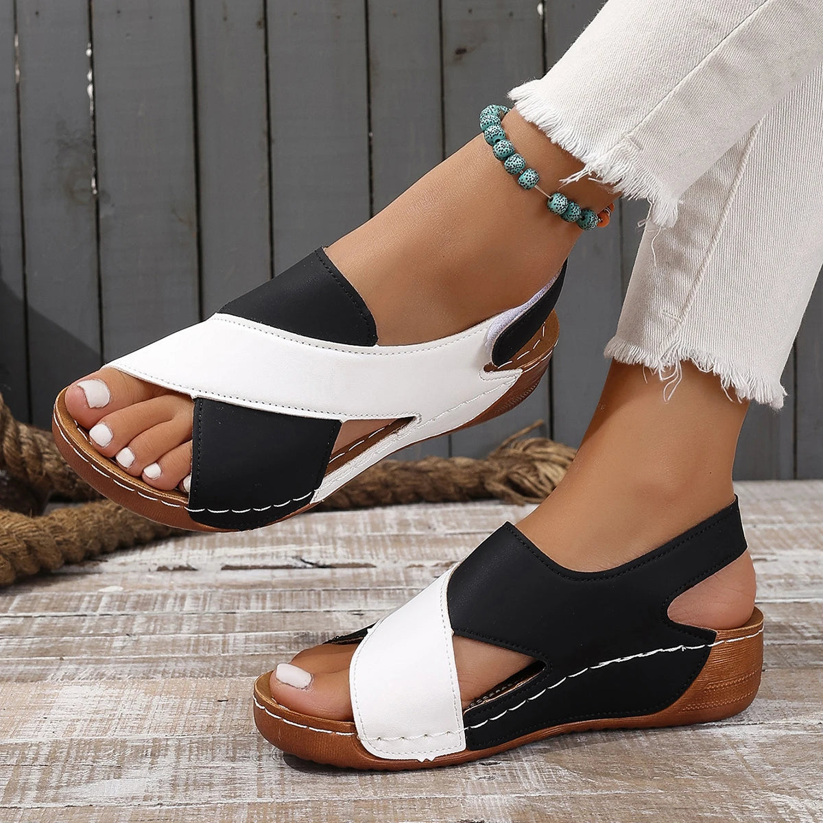 Mule en cuir bicolore pour femme - Évania