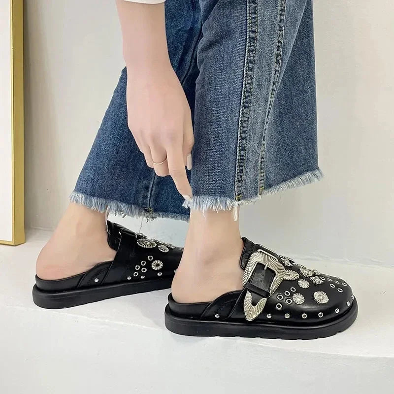 Mule en cuir rock pour femme - Isadora
