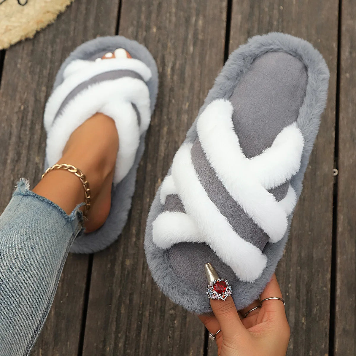 Mule chausson moelleux fourré pour femme - Cyrielle