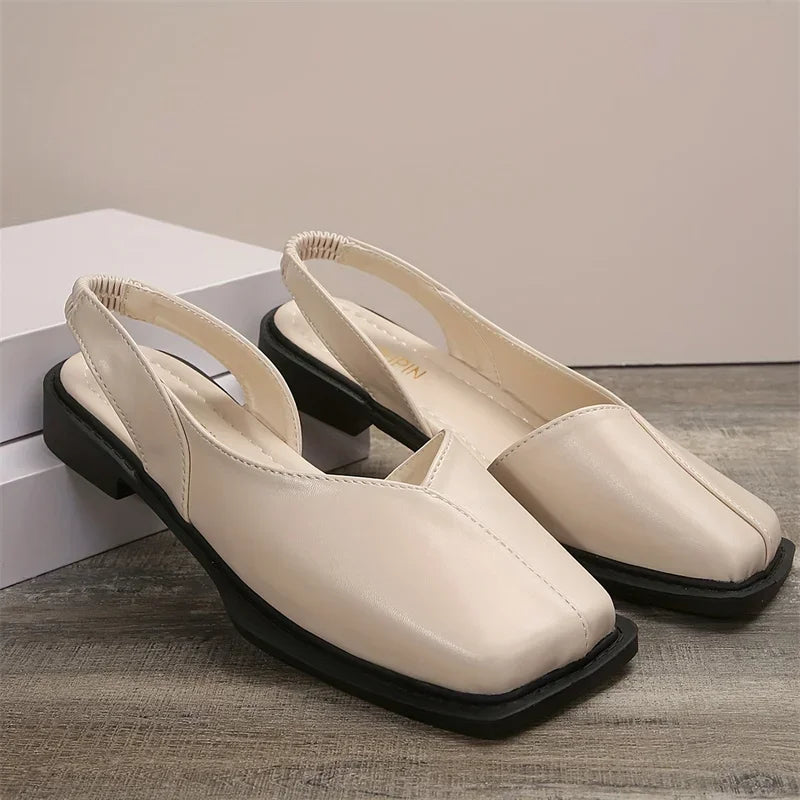 Mule cuir bout carré pour femme - Maëlys