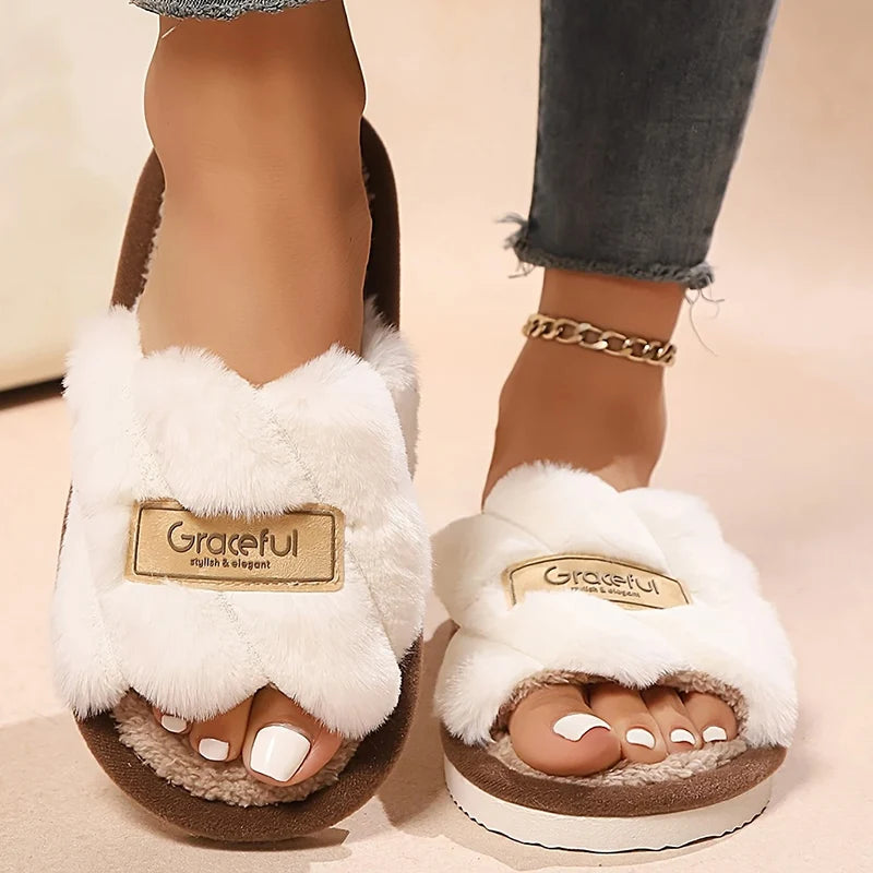Mule chausson pelucheuse fourré pour femme - Aurélia