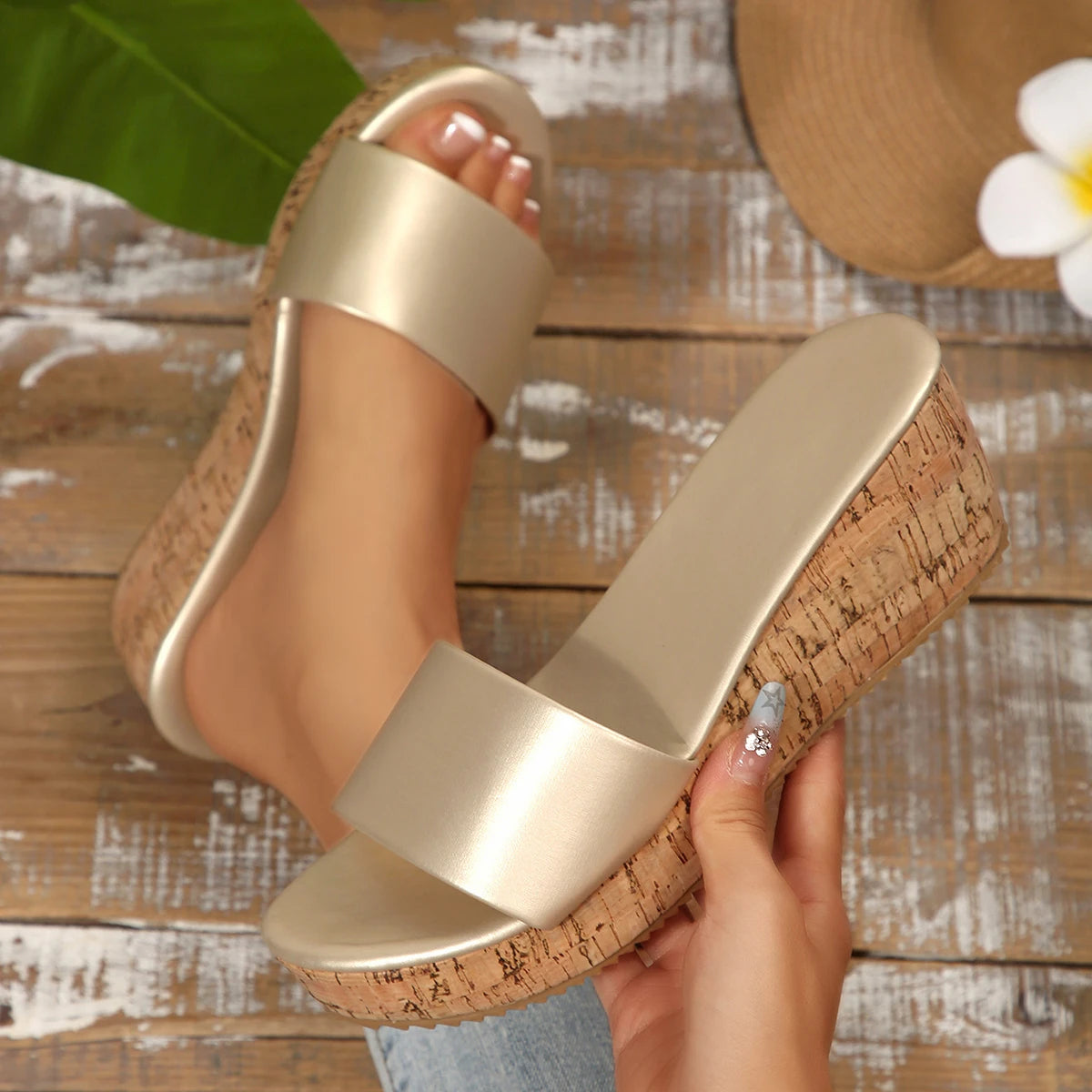 Mule femme compensée estivale - Romy