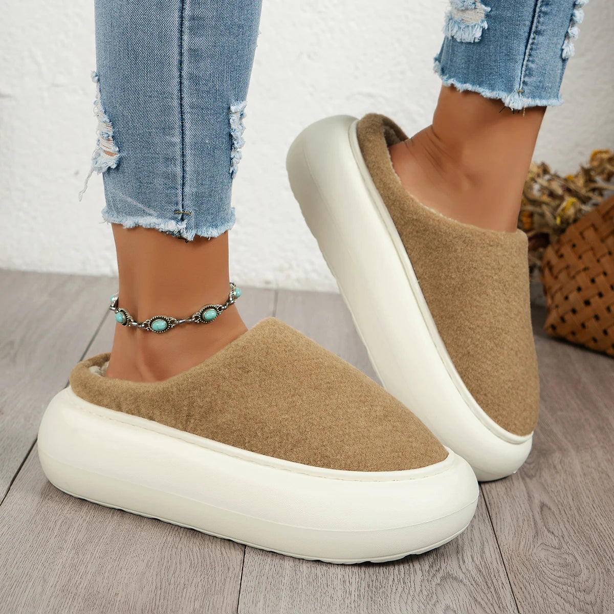Mule chausson décontracté fourré pour femme - Anaëlle