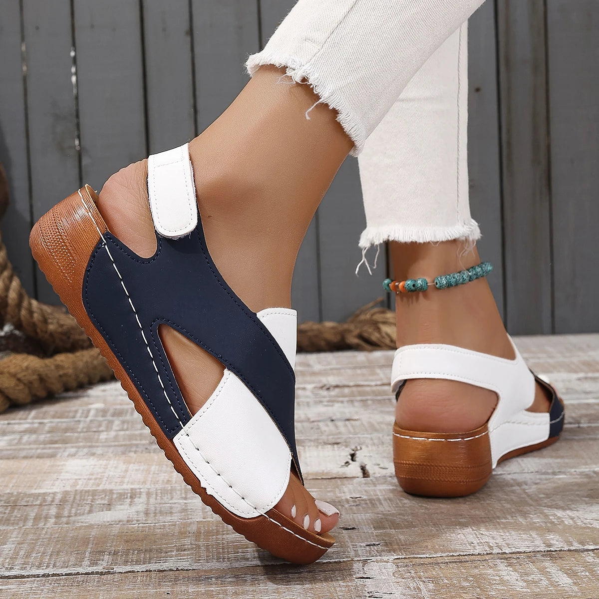 Mule en cuir bicolore pour femme - Évania