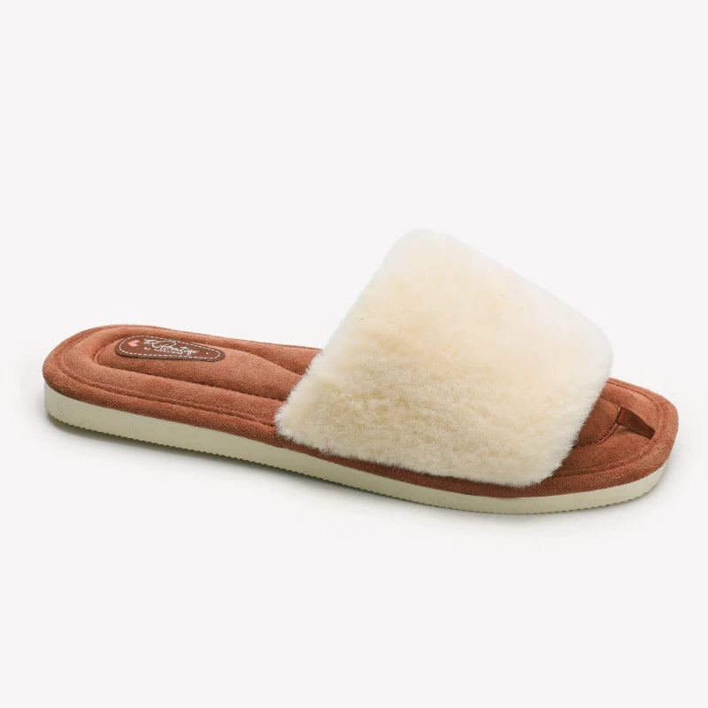 Mule chausson fourré bout ouvert pour femme - Olympe