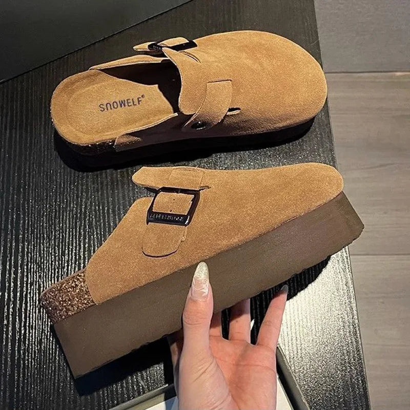 Mule femme compensée daim - Noémie