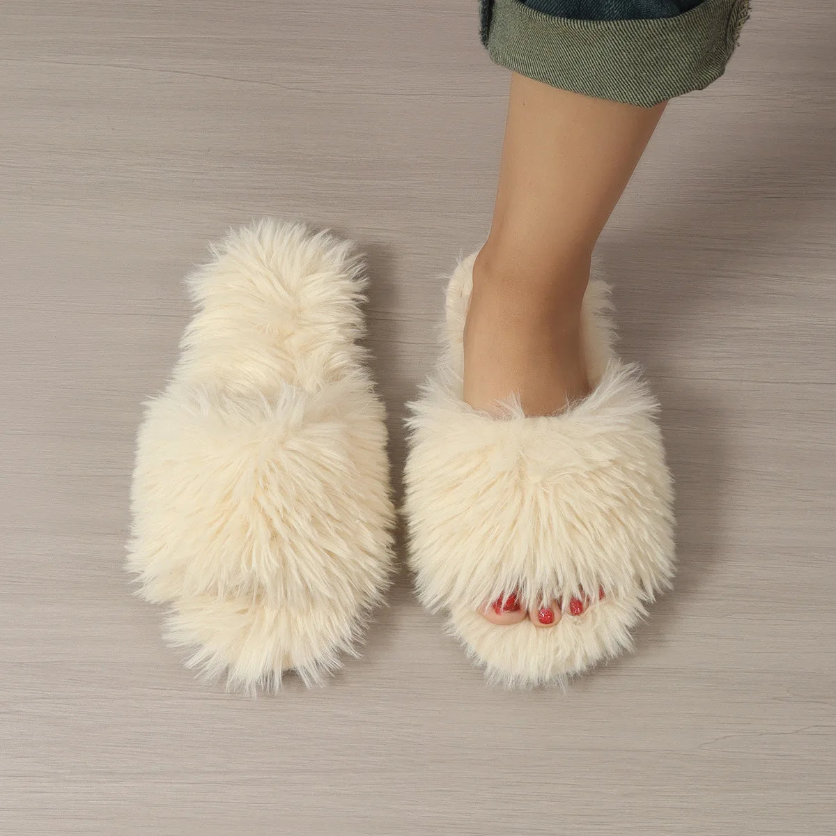 Mule chausson peluche fourré pour femme - Élénaïs