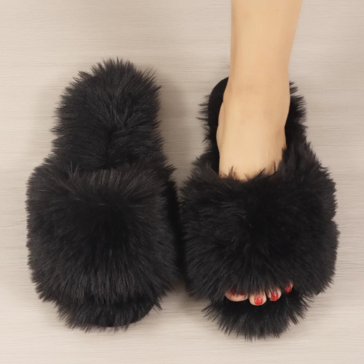 Mule chausson peluche fourré pour femme - Élénaïs