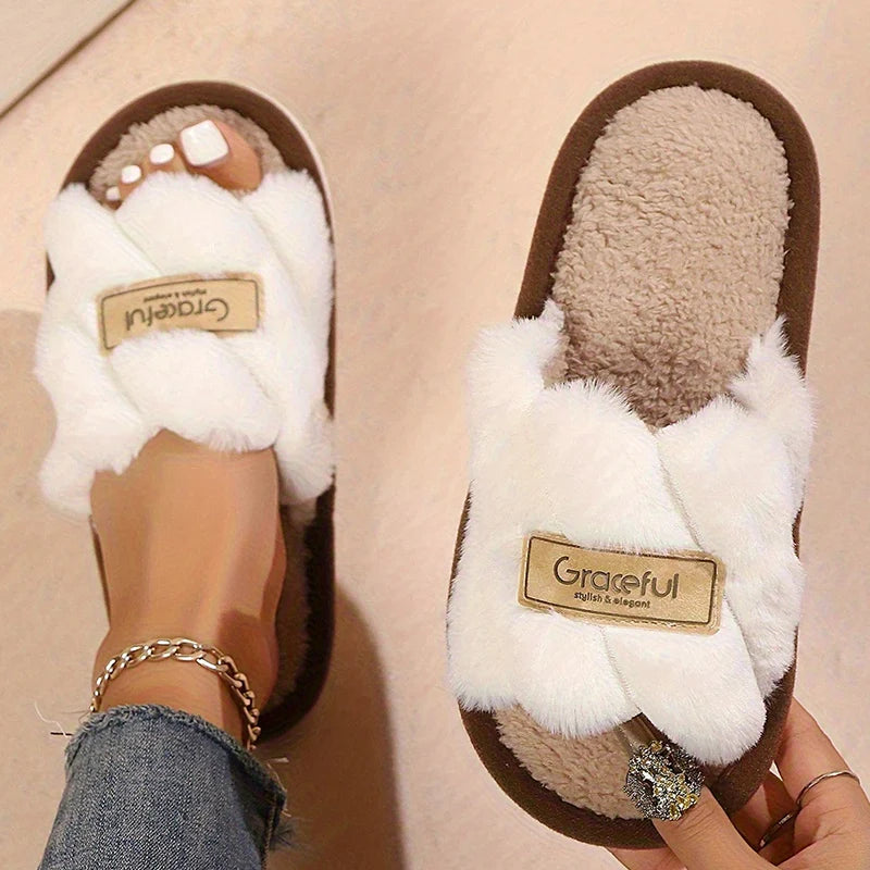 Mule chausson pelucheuse fourré pour femme - Aurélia