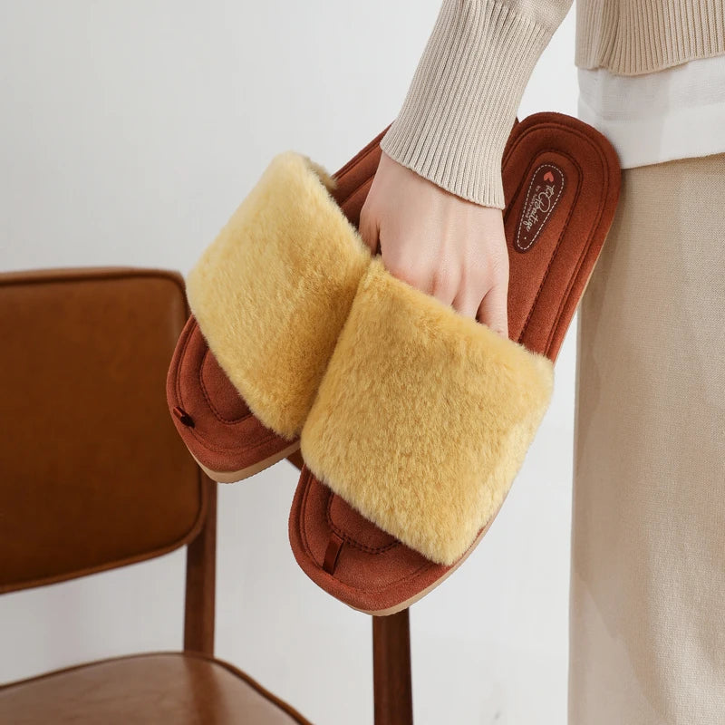 Mule chausson fourré bout ouvert pour femme - Olympe