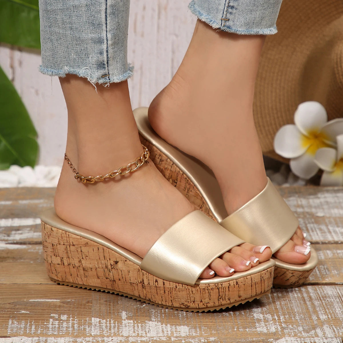 Mule femme compensée estivale - Romy