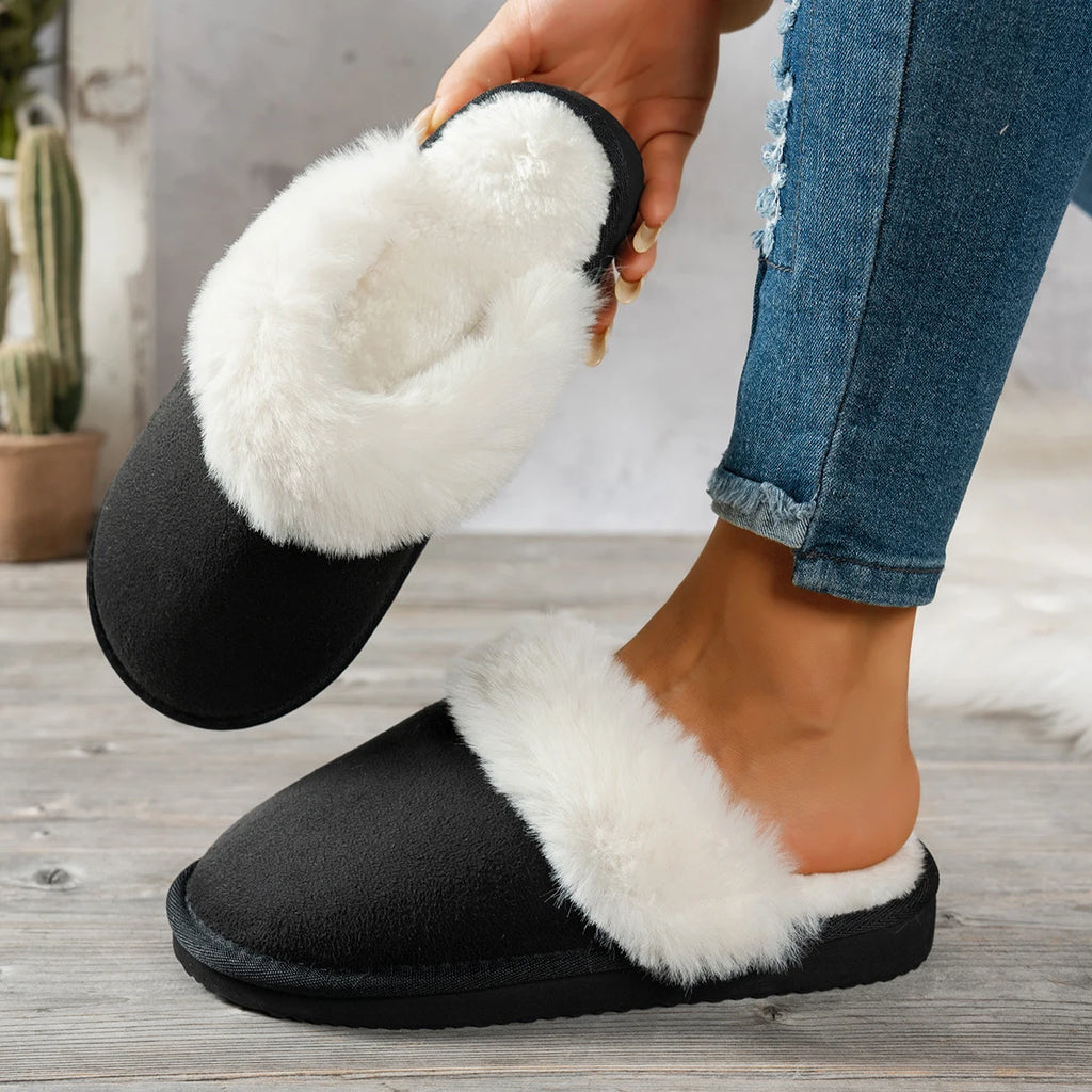 Mule chausson peluche fourré pour femme - Daphnéa