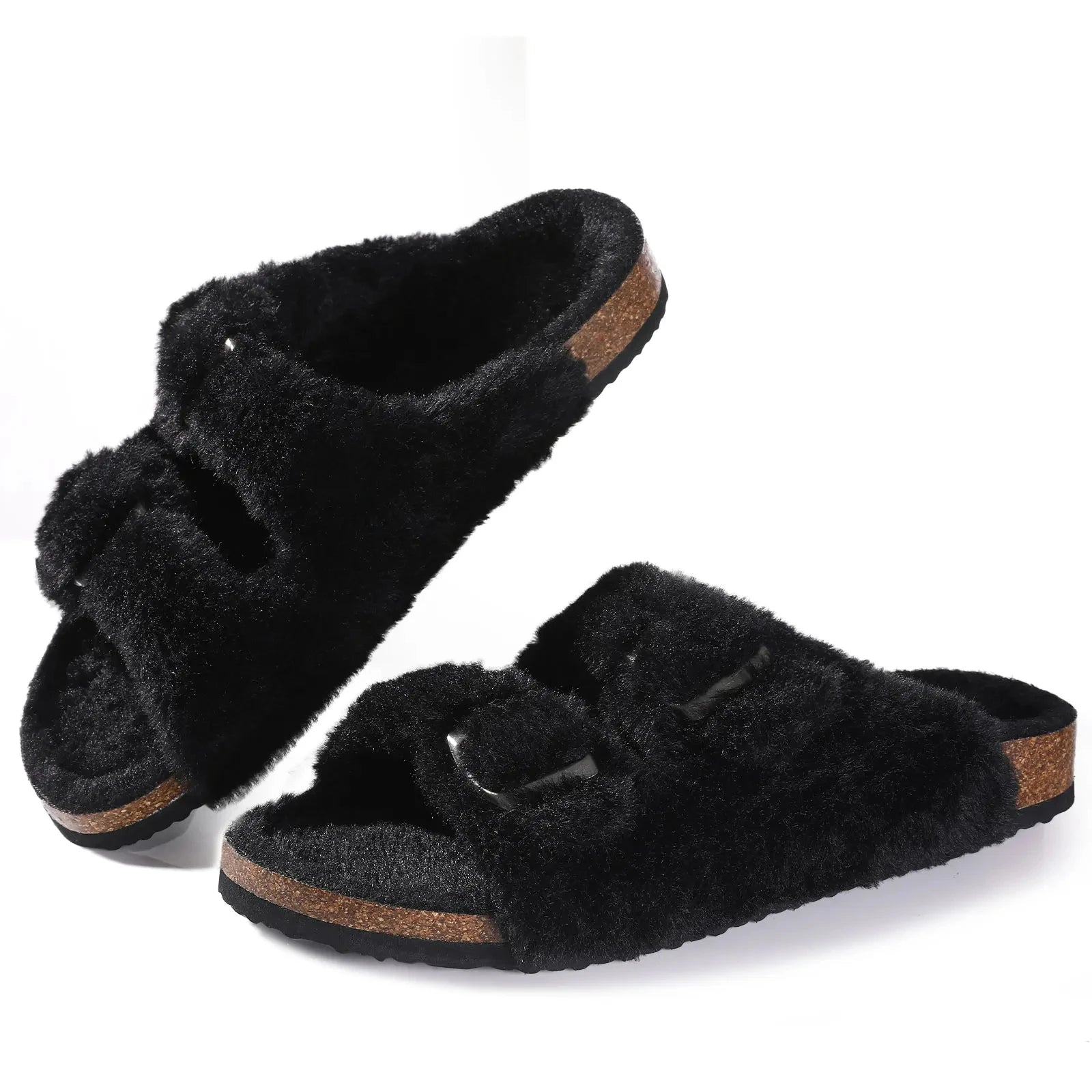 Mule chausson ajustable fourré pour femme - Ninon