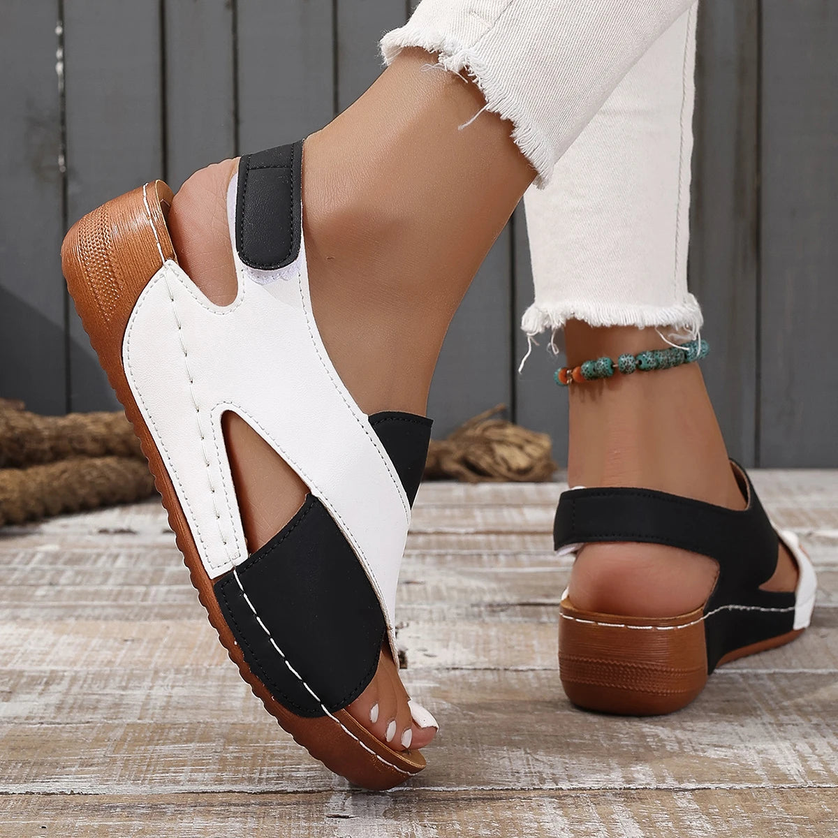 Mule en cuir bicolore pour femme - Évania