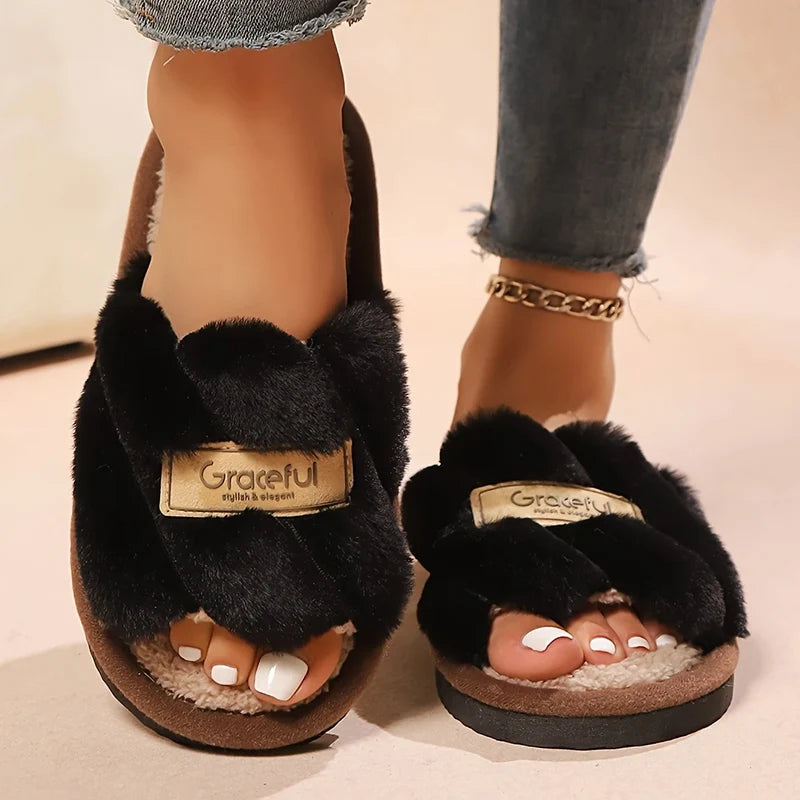 Mule chausson pelucheuse fourré pour femme - Aurélia