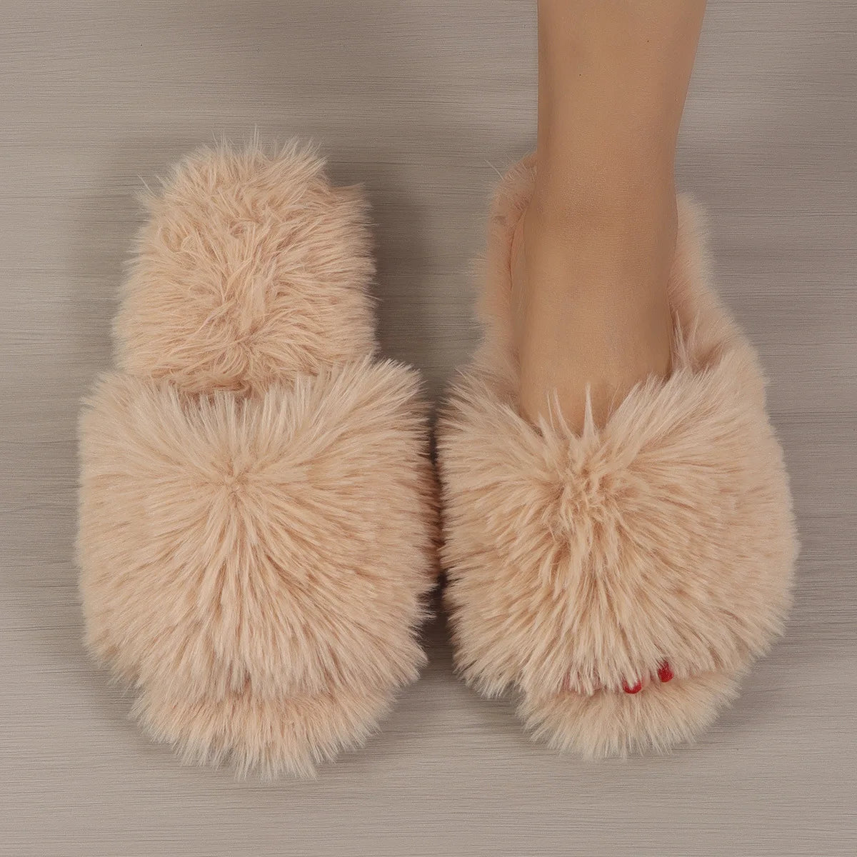 Mule chausson peluche fourré pour femme - Élénaïs